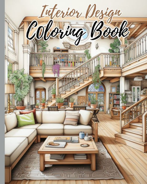 Interior Design Coloring Book: Tiny Illustrations Of Miniature And Cozy Rooms, Mini Home Coloring Pages