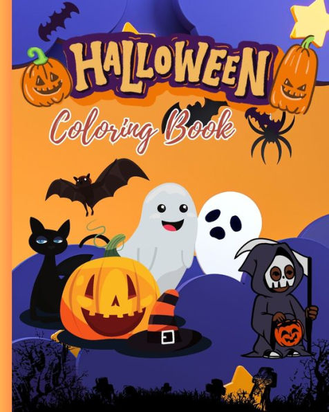 Halloween Coloring Book: Cute Halloween Coloring Pages for Kids, Easy Halloween Illustrations to Color