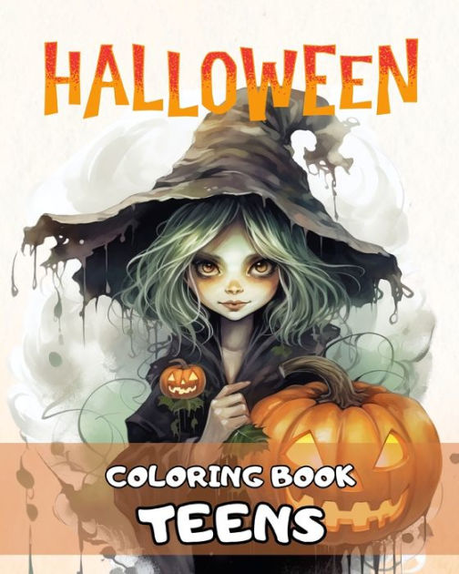 Halloween Coloring Book for Teens: Spooky Halloween Coloring Pages with ...