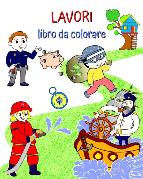 Lavori libro da colorare: Bellissime illustrazioni di professioni popolari da far imparare ai bambini