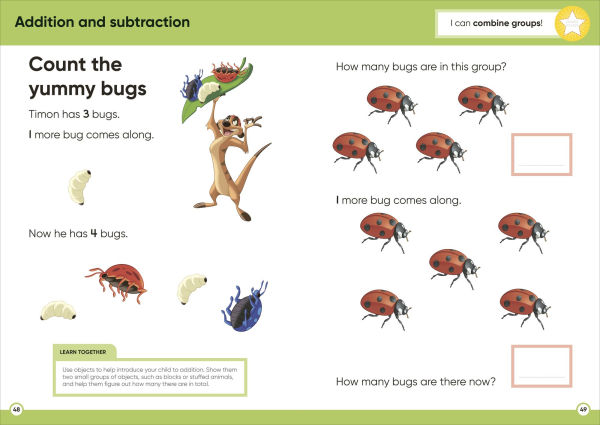 Disney Learning Math (Ages 5-6): Kindergarten Counting, Measuring, Add & Subtract Workbook for Kids, Curriculum-Based