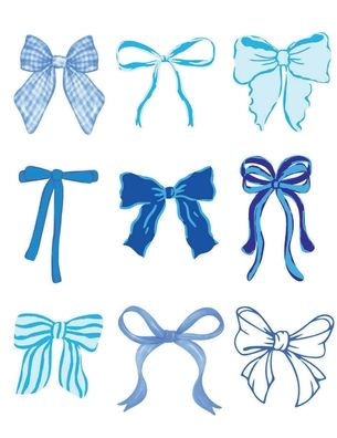 Blue Preppy Notebook I Blue Composition Notebook For Girls I Blue Bows I Wide Ruled I 8.5x11 I 100 Page Lined Notebook