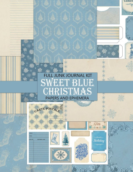 Sweet Blue Christmas: Vintage Junk Journal Kit: