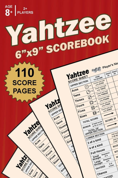 Yahtzee Scorebook: 6 x 9, 110 pages: Size = 6 x 9 inches (double-sided):Cream pages, double-sided, perfect binding, non-perforated