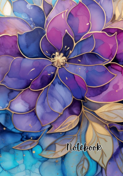 Notebook, Stain Glass Flower 7" by 10" 110 Pages
