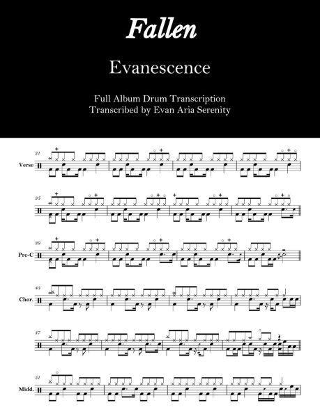 Evanescence - Fallen (Full Album Drum Transcription)