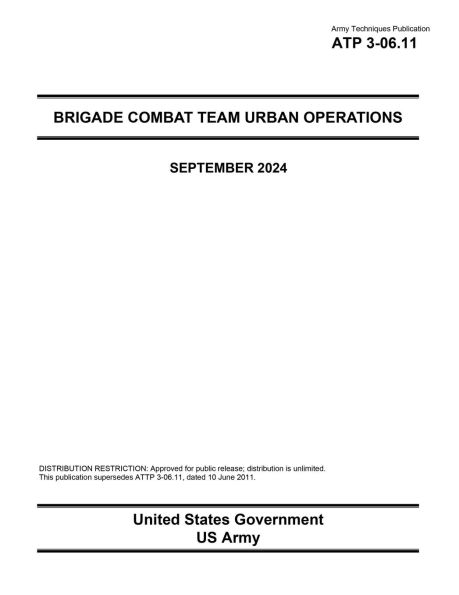 Army Techniques Publication ATP 3-06.11 Brigade Combat Team Urban Operations September 2024