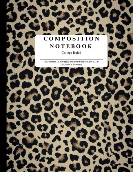 Cheetah Themed Notebook: B5 Dotted Notebook - College Ruled - 100 Sheets (200 Pages):