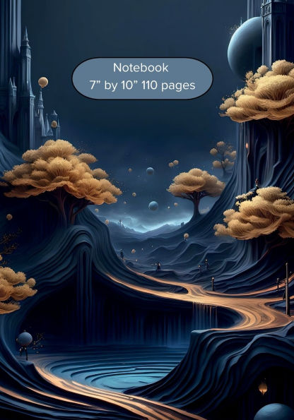 Notebook Gold and Blue 7" by 10" 110 Pages