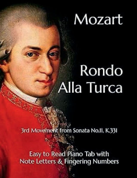 Mozart - Rondo Alla Turca: 3rd Movement from Sonata No.11 K.331 - Easy to Read Piano Tab with Note Letters & Fingering Numbers