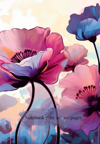 Notebook Poppies 7' by 10" 110 Pages