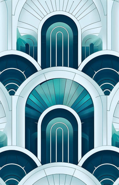 Art Deco in Teal, Lined Journal