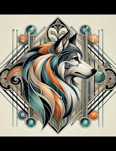 Art Deco Wolf Lined Notebook Journal: Ruled