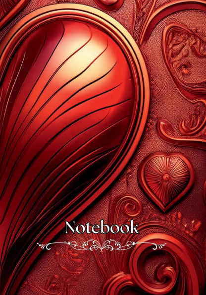 Notebook Red Heart 7" by 10" 110 Pages: A Daily Journal