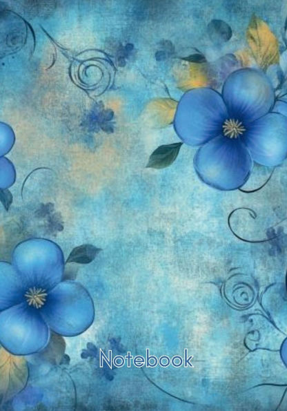 Notebook Flower Blue, 7" by 10" 110 Pages: A Daily Journal