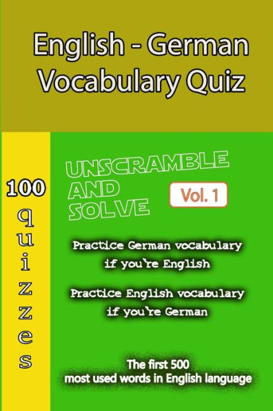 English - German Vocabulary Quiz - Match the Words - Volume 1