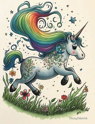 Unicorn Dreams Flower Garden Notebook: Unicorn Composition Notebook with 120 Ruled Lined Pages, 8.5