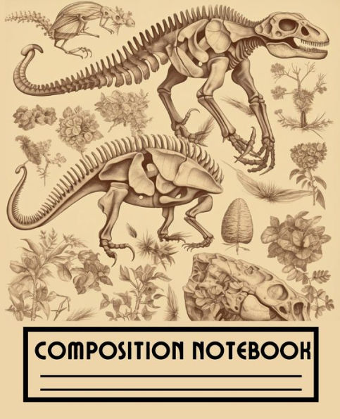 Composition Notebook - Vintage Dino Fossils Illustration: Beautiful Paleontology Journal for School, College, and Science Work