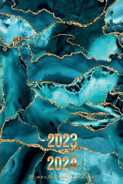 18 Month Weekly PLANNER 2023-2024 Dated Agenda Calendar Diary - Gold and Teal Blue Gemstone Marble: Daily Schedule July 2023 Dec 2024 Organizer Happy Office Supplies Trendy Gift for Women Men Boss Coworker T
