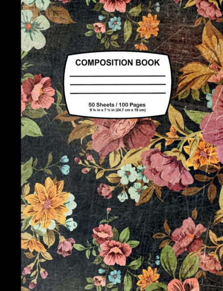 Antique Floral Composition Notebook: College Ruled