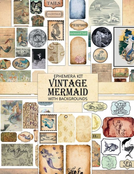 Vintage Mermaids: Ephemera and Background Kit