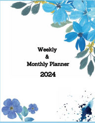 Title: 2024 Weekly and Monthly Planner Blue Floral, Author: Chiri Creations