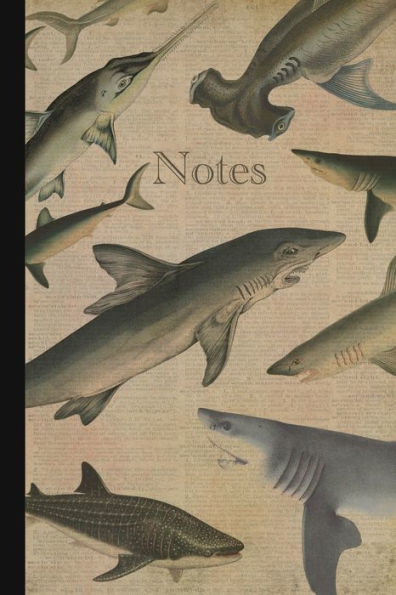 Notes. Shark.: Vintage sharks illustrations notebooks. Marine, ocean sea life journal.