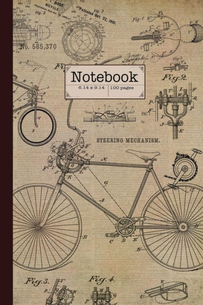 Notebook. Bicycle: Bicycle vintage style notebook. Cyclist vintage bike notebook for cycling lover.