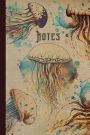 Notes. Jellyfish: Jellyfish vintage illustrations notebook. Underwater Sea creatures cover design.