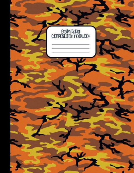 Orange CAMO - Graph Paper Composition Notebook - Camouflage Print Diary: Quad Ruled Pages Journal for Math & Science High School Students College and University Notes - 5x5 Grid 5 square per in