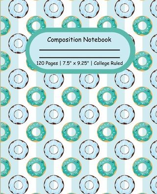 Composition Notebook Mint Green Donut Pattern 120 College Ruled Lined Pages 7.5