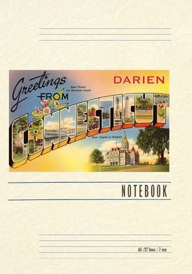Vintage Lined Notebook Greetings from Darien