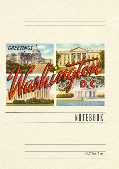 Vintage Lined Notebook Greetings from Washington, DC