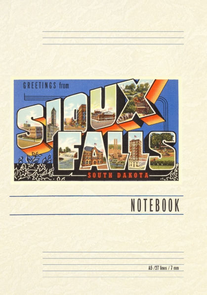 Vintage Lined Notebook Greetings from Sioux Falls