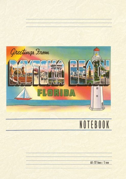 Vintage Lined Notebook Greetings from Daytona Beach, Florida