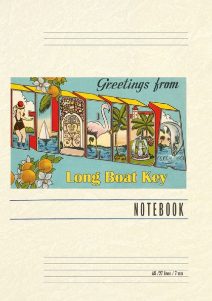 Vintage Lined Notebook Greetings from Longboat Key