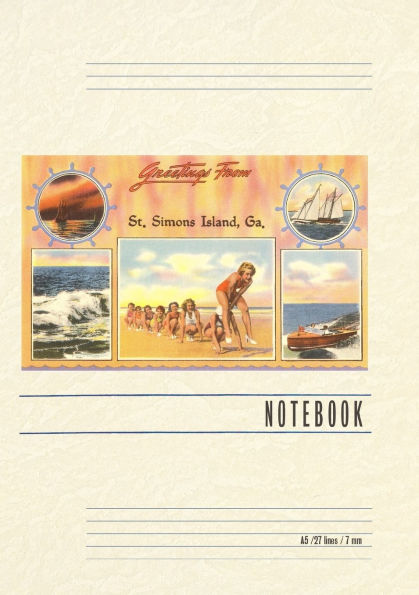 Vintage Lined Notebook Greetings from St. Simons Island