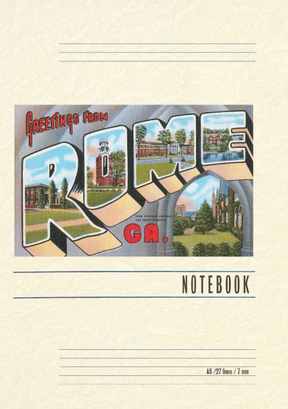 Vintage Lined Notebook Greetings from Rome