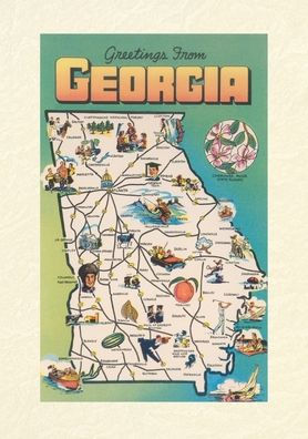 Vintage Lined Notebook Greetings from Georgia, Map