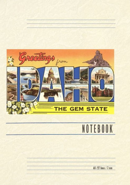 Vintage Lined Notebook Greetings from Idaho, the Gem State