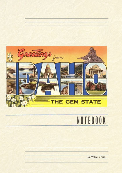 Vintage Lined Notebook Greetings from Idaho, the Gem State