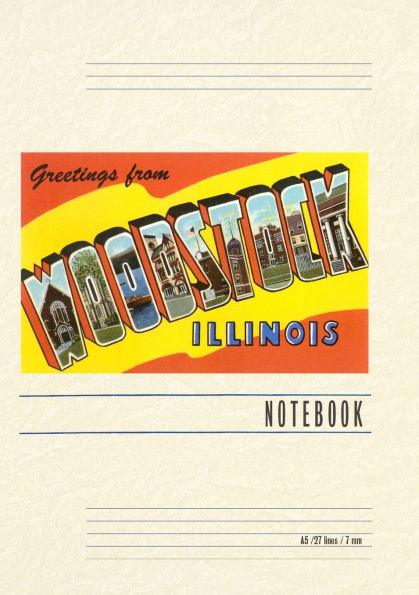 Vintage Lined Notebook Greetings from Woodstock