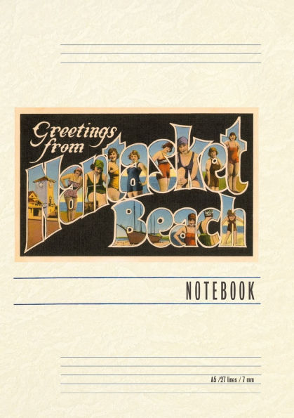 Vintage Lined Notebook Greetings from Nantasket Beach, Mass.