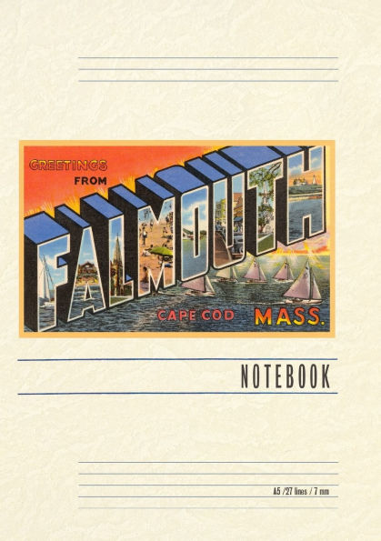 Vintage Lined Notebook Greetings from Falmouth, Mass.