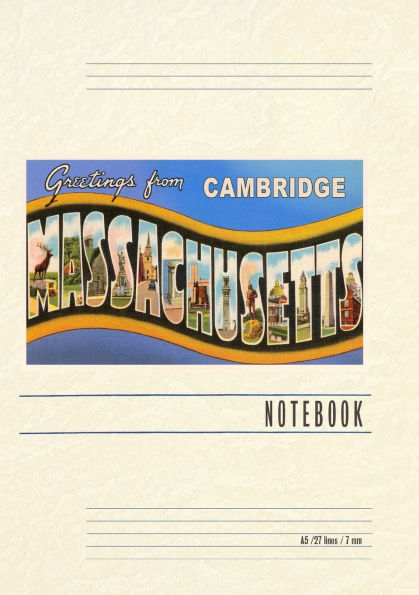 Vintage Lined Notebook Greetings from Cambridge, Massachusetts