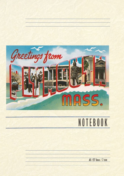 Vintage Lined Notebook Greetings from Plymouth, Massachusetts