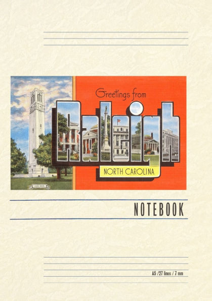 Vintage Lined Notebook Greetings from Raleigh