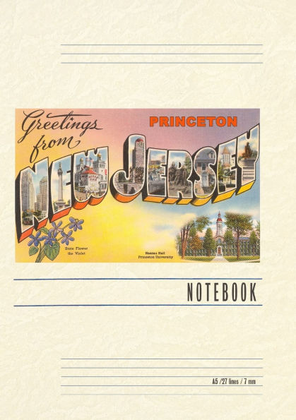 Vintage Lined Notebook Greetings from Princeton, New Jersey