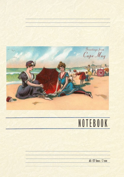 Vintage Lined Notebook Greetings from Cape May, New Jersey, Vintage Bathers