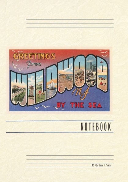 Vintage Lined Notebook Greetings from Wildwood by-the-Sea, New Jersey